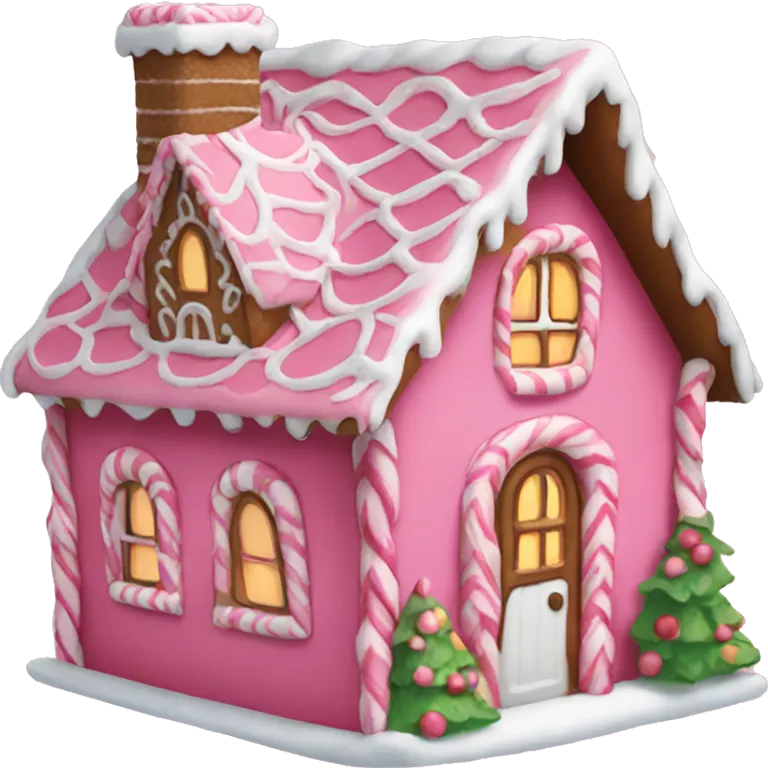 A pink gingerbread house emoji