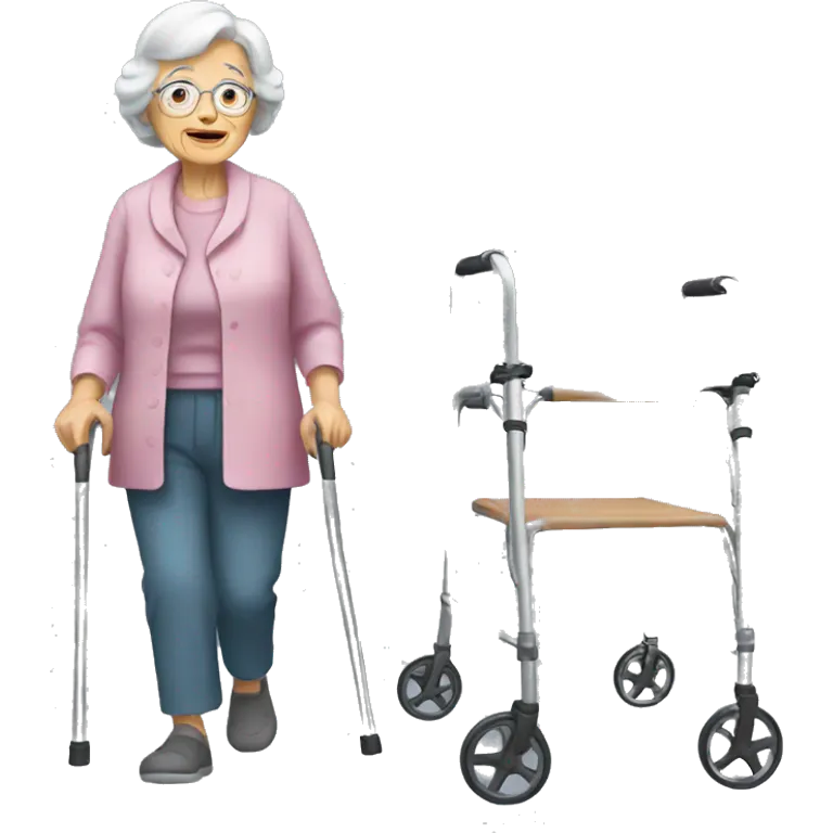 Old lady with walker emoji