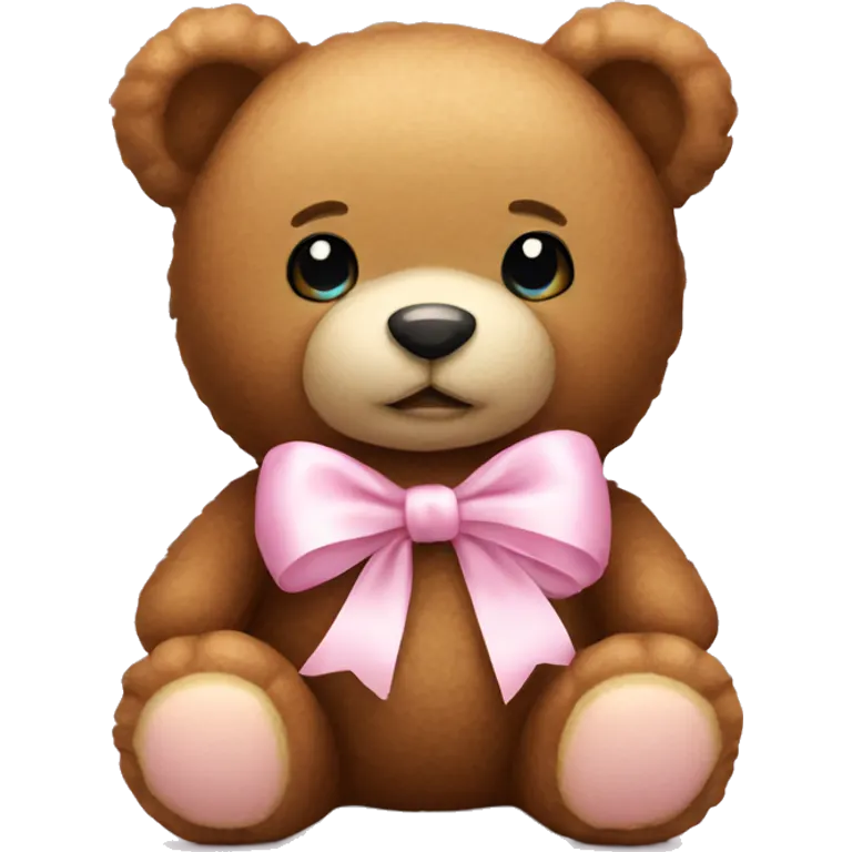 Teddy bear with light pink bow  emoji