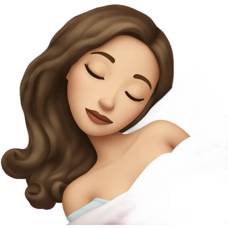 sleeping beauty brunette white girl with a silk pillow emoji