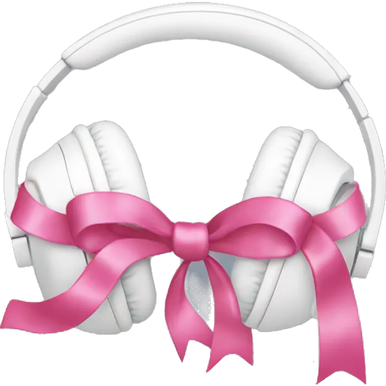 White headphones with pink bows emoji