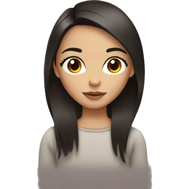Girl with straight dark brown hair and amber eyes with long eyelashes  emoji