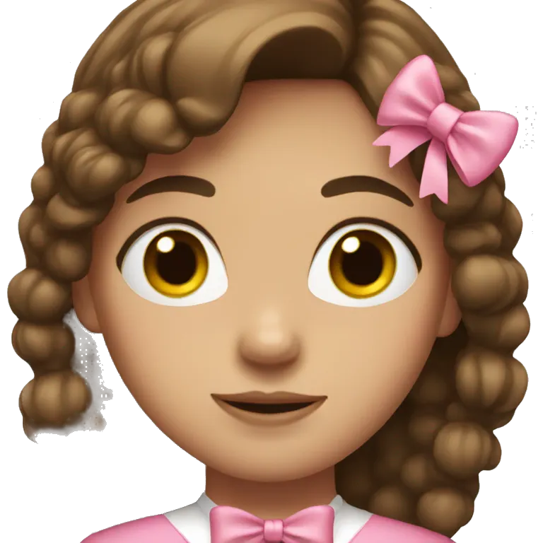 Girl with brown hair and a pink bow emoji