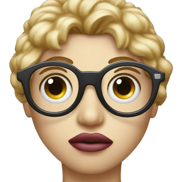 Big star glasses, small eyes, big lips emoji