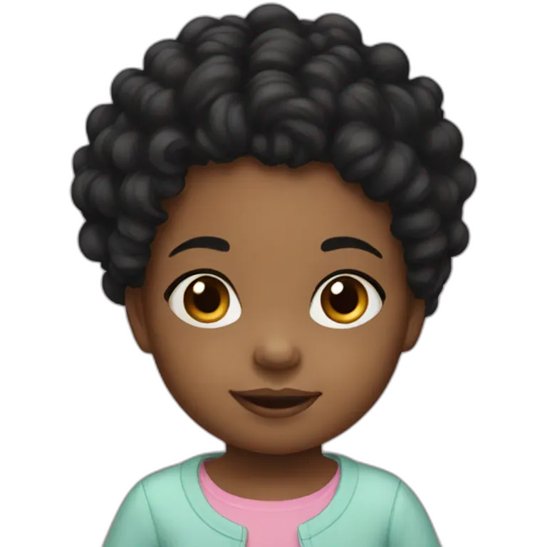 Toddler girl black curly hair emoji