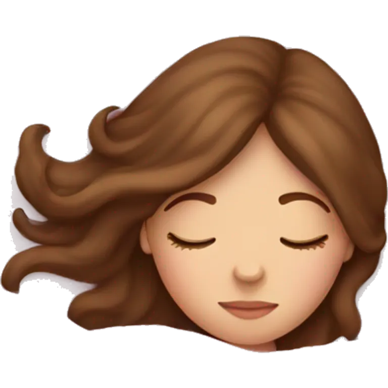White girl with brown hair sleeping with pink blanket emoji