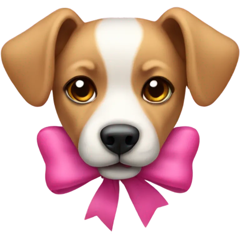 perrito con lazo rosa emoji