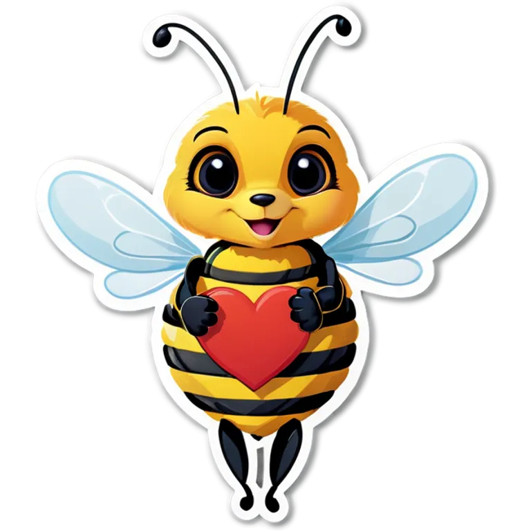 bee holding a heart emoji