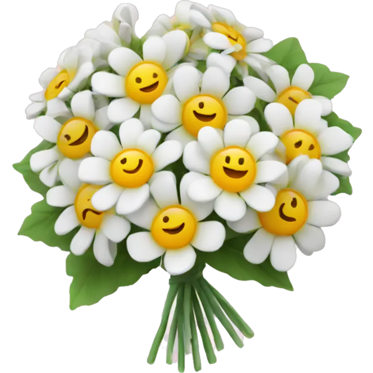 flower boquet with white hearts emoji