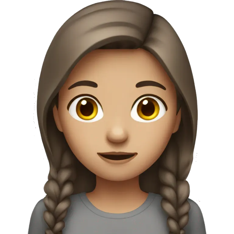 brown haired girl with grey e emoji