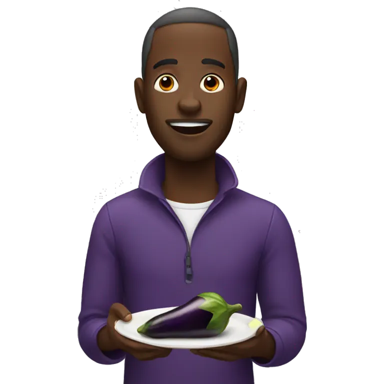 Black man eating eggplant emoji