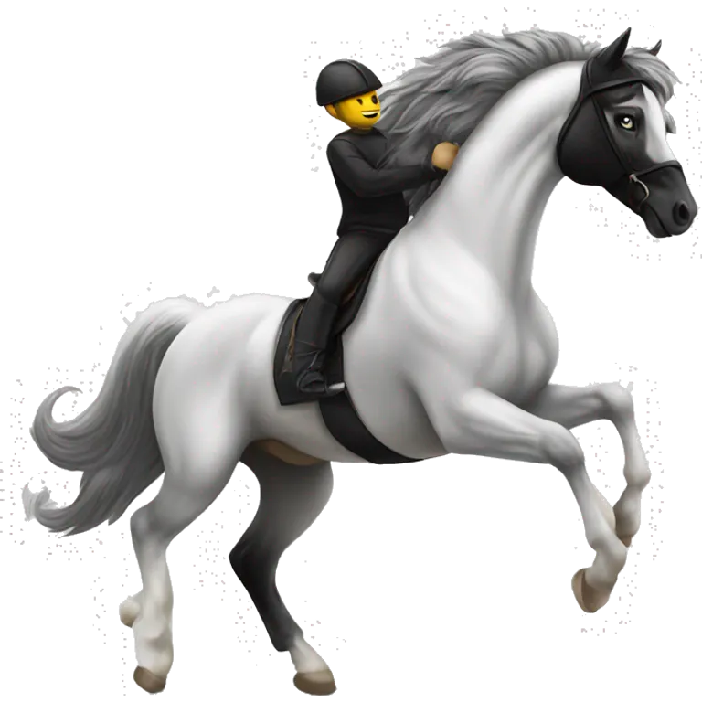 Cavallo bianco e nero che salta  emoji