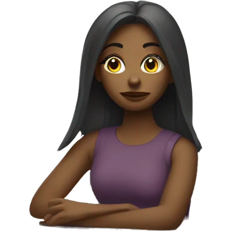 girl sits at the computer and thinks about money emoji