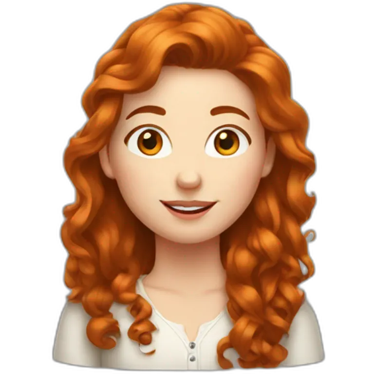 Une fille rousse, cheveux longs et bouclés  emoji
