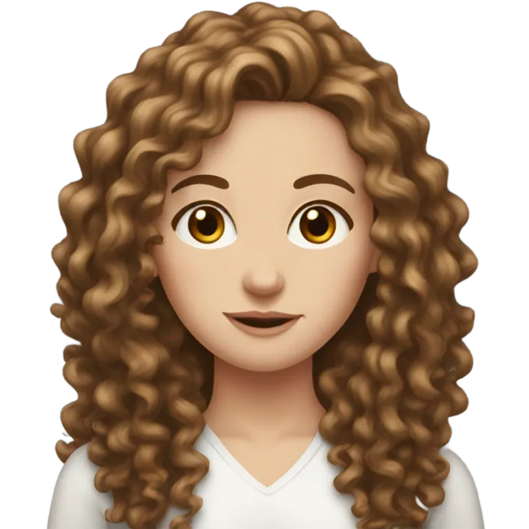 White girl with long brown hair curly emoji