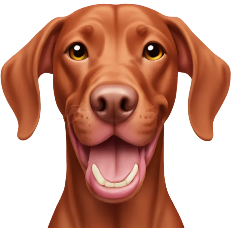 Pink nosed Vizsla showing teeth  emoji