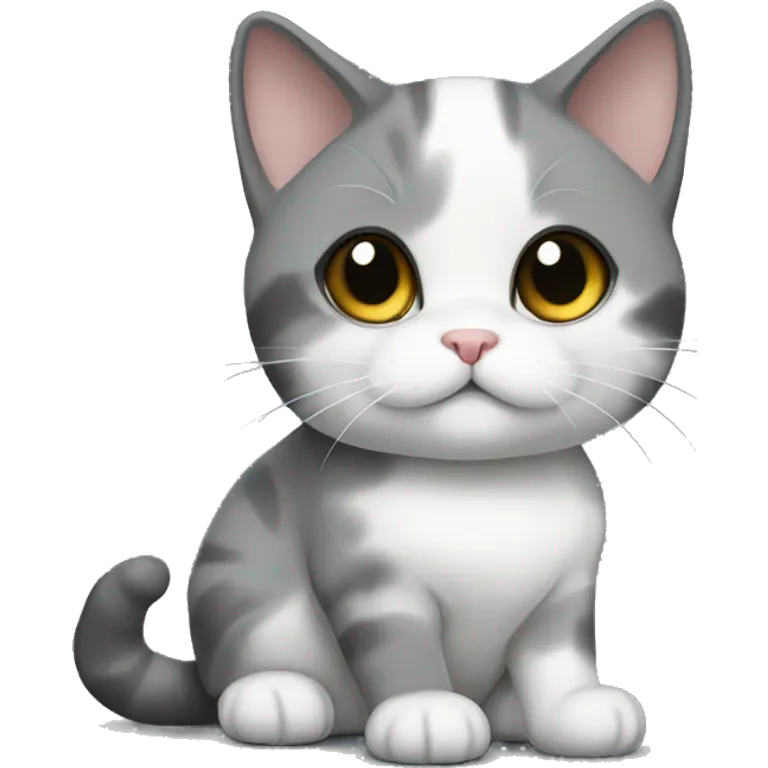 Gray/ black/ withe munchkin cat sitting  emoji