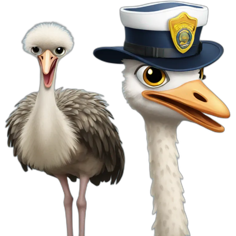 ostrich and police emoji