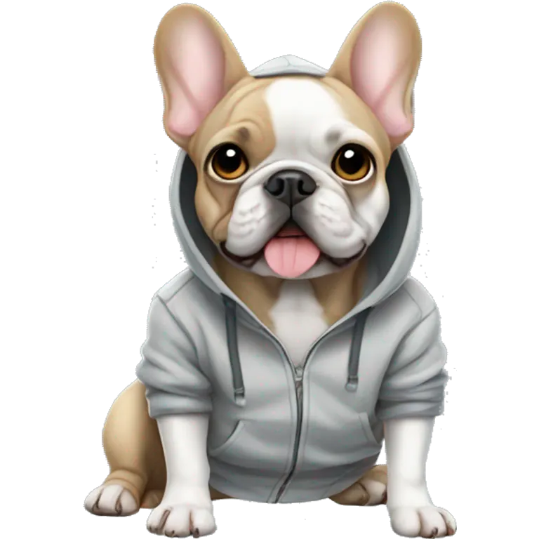 French bulldog wearing a hoodie emoji