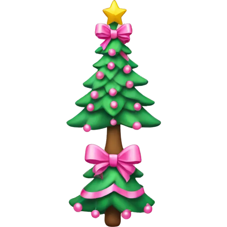 Pink Christmas tree with bows  emoji