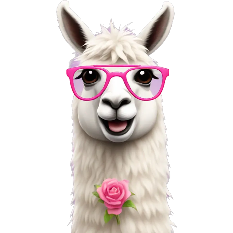 una llama con un lazo rosado emoji