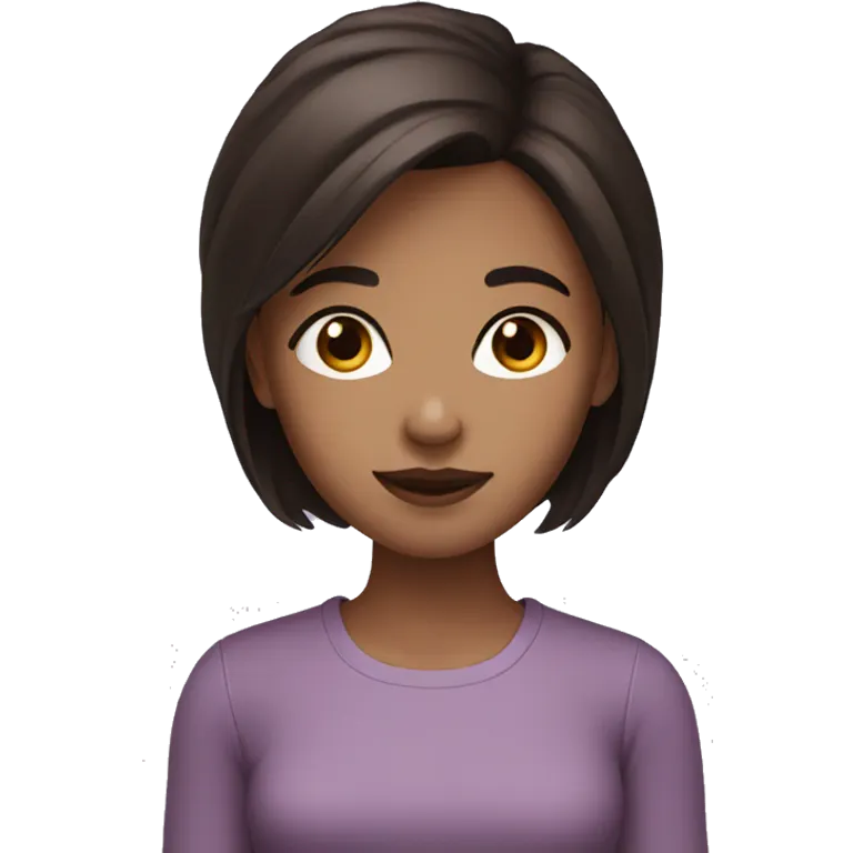 Girl with dark brown short hair and dark chocolate eyes  emoji
