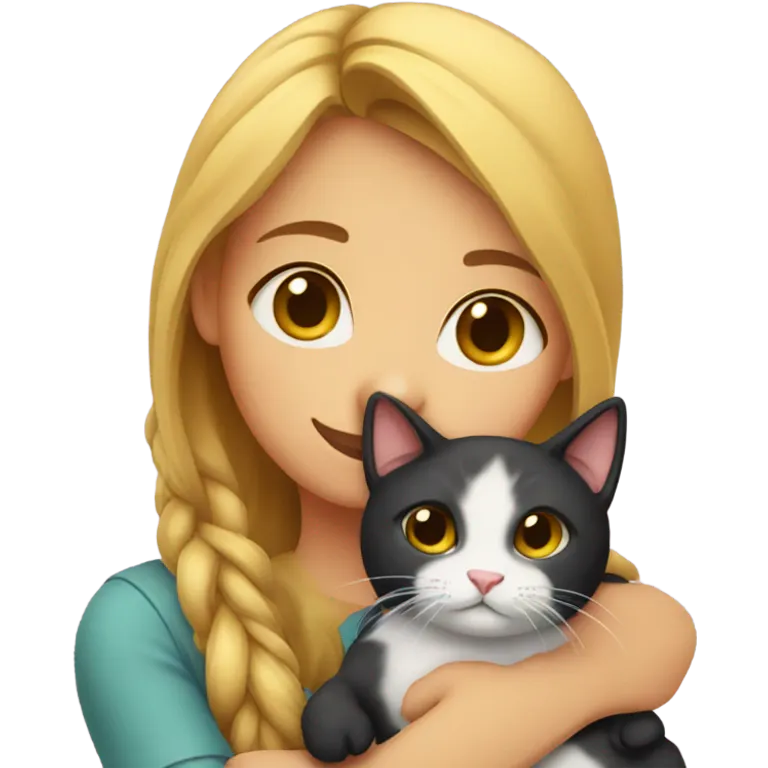 girl hugging cat emoji