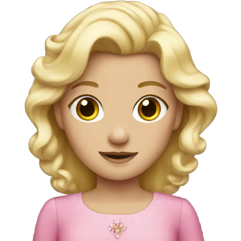 Blonde princess wearing pink emoji