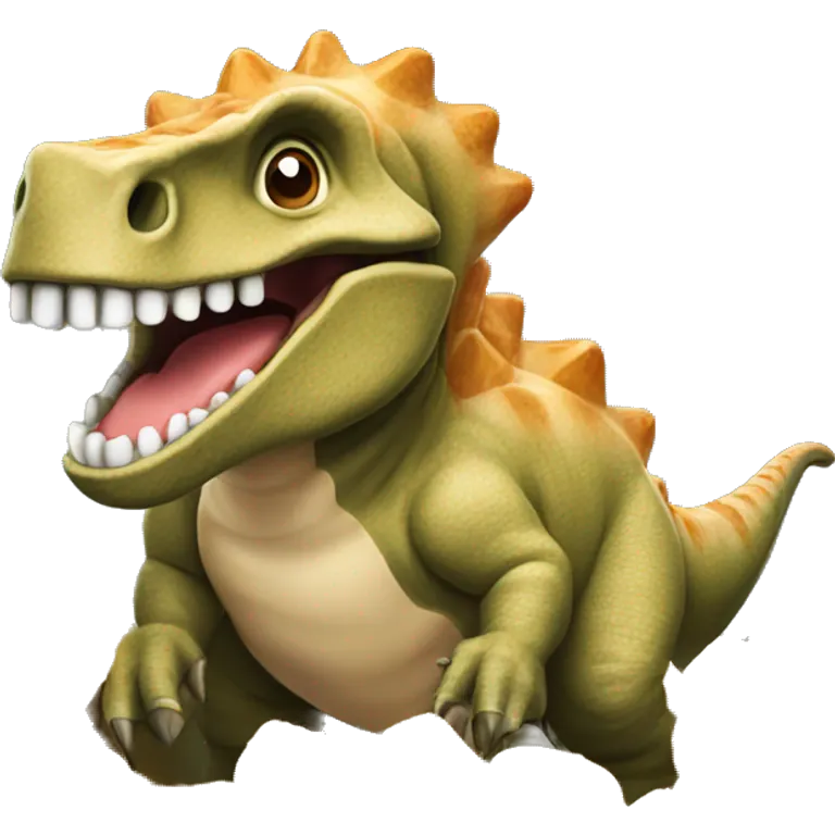 Un dinosaure qui mange un nuggets  emoji