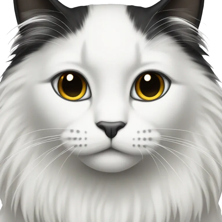 half Black and half white long hair cat with black muzzle emoji