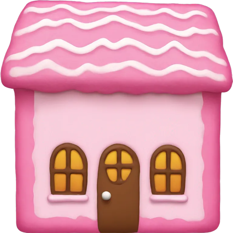 A pink gingerbread house emoji