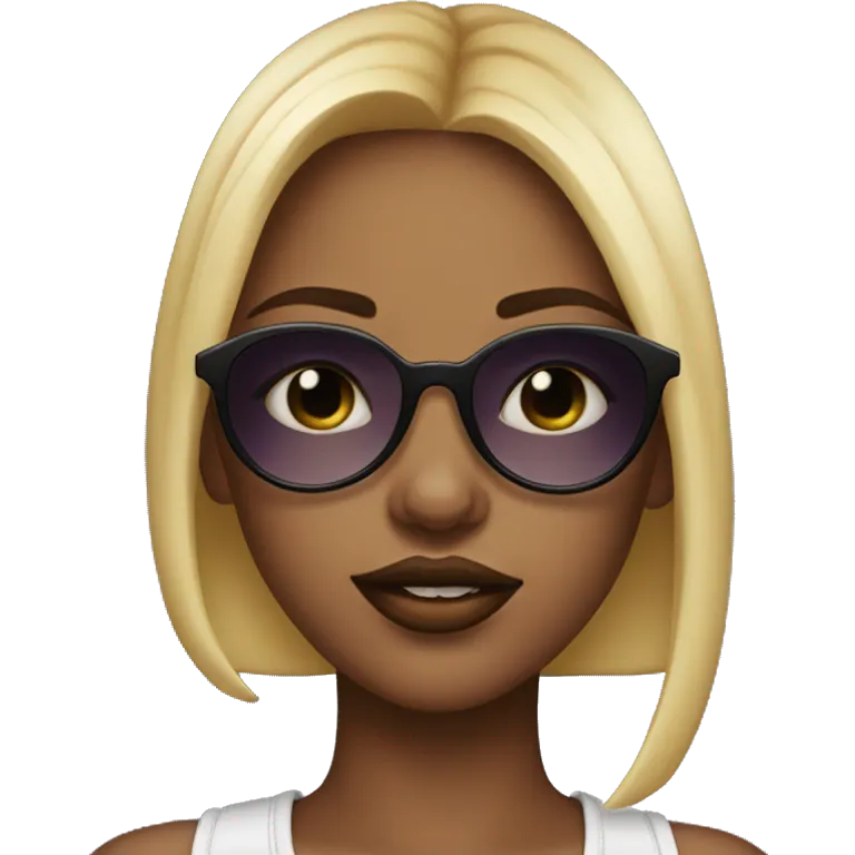 A girl with big lips and sungasses emoji
