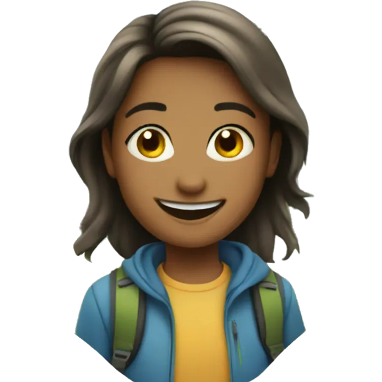 smiling girl with boys outdoors emoji