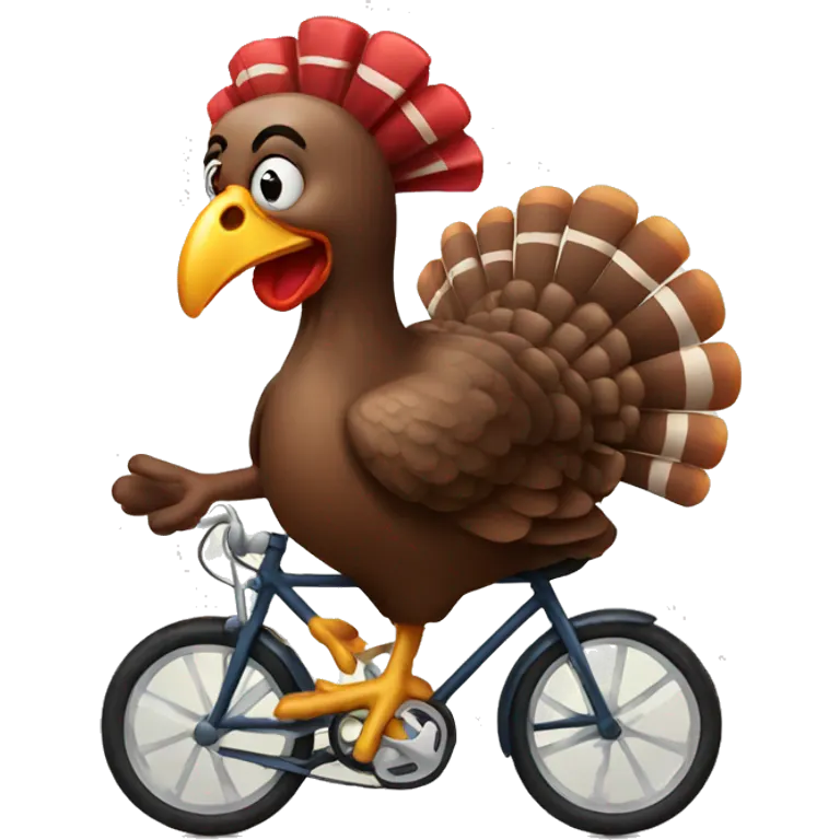 A turkey riding a bike emoji