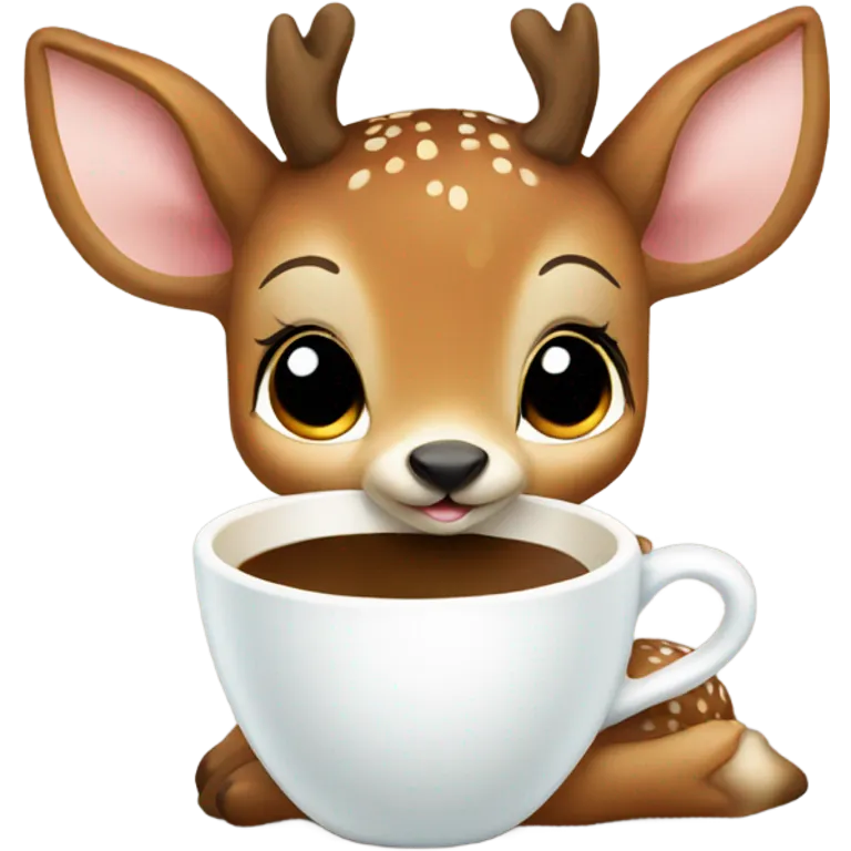 Baby deer drinking coffee emoji