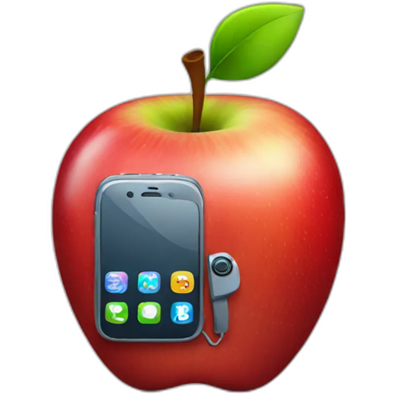 apple with a phone emoji