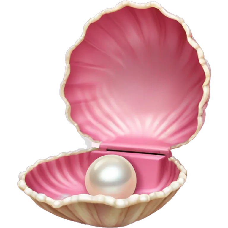 Pretty Pink shell with pearl inside the open hinged shell emoji