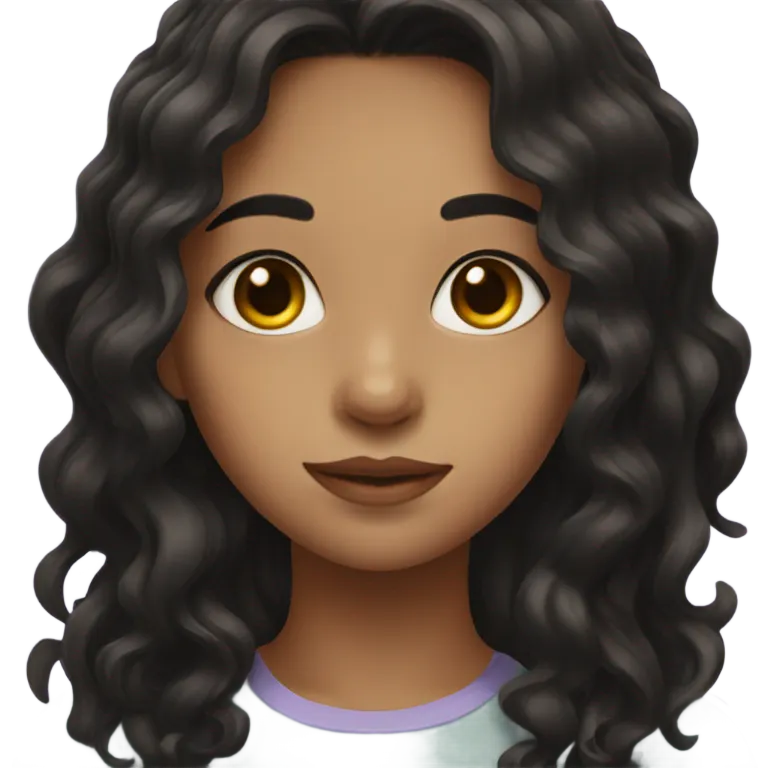 girl with black wavy hair, brown eyes emoji