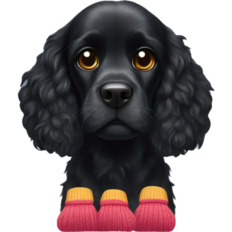 black cocker spaniel with sock in mouth emoji