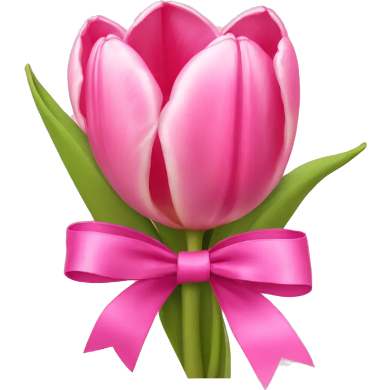 Pink tulips with a pink ribbo emoji