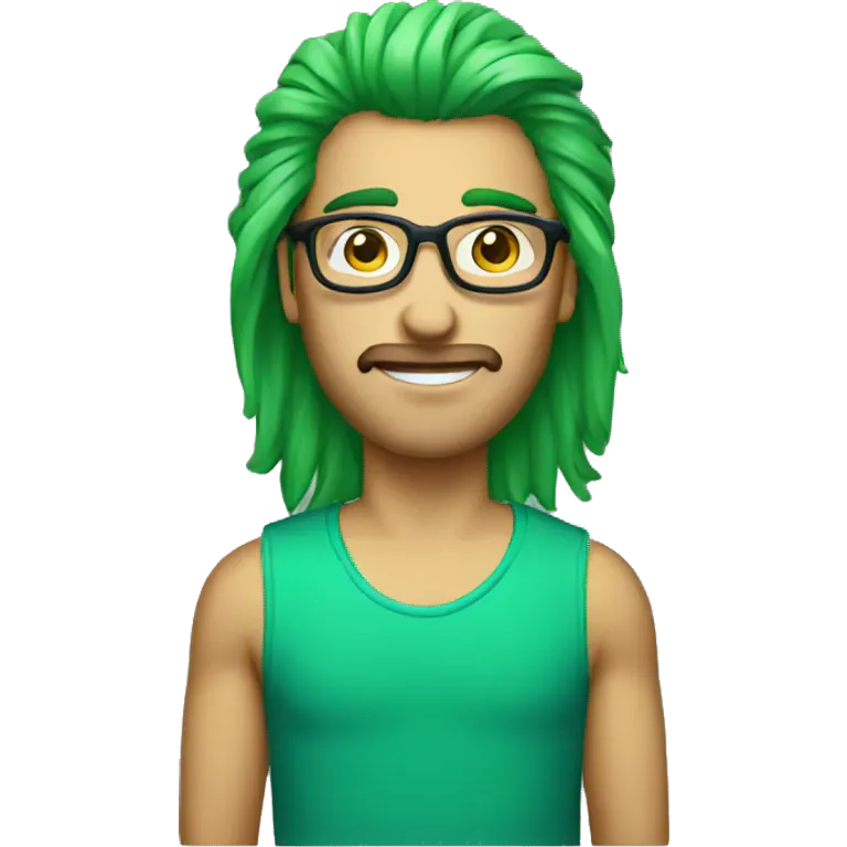 a guy with a green mullet and glasses emoji