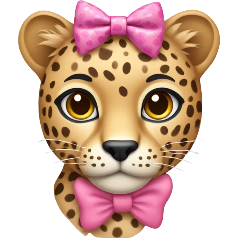pink cheetah wearing a pink bow emoji