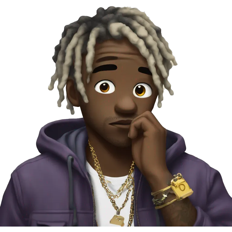 Lil uzi vert thoughtful with his hand on his chin emoji