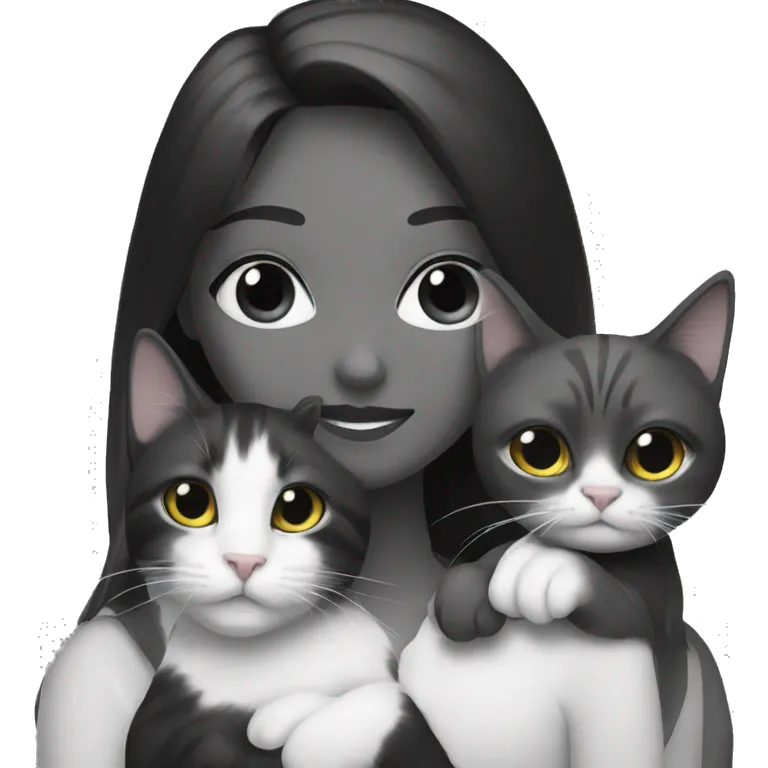 Cat black and white with a girl emoji