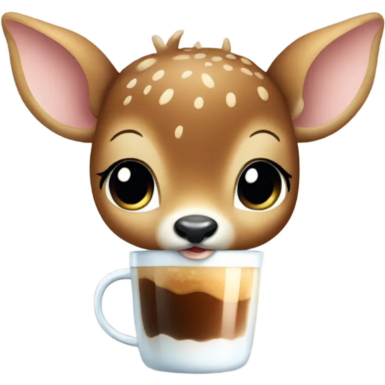 Baby deer drinking iced coffee emoji