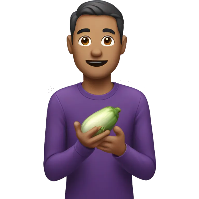 Man eating eggplant emoji