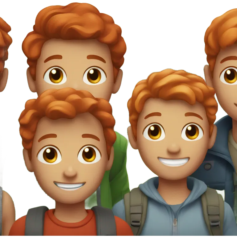 smiling redhead with boys outdoors emoji