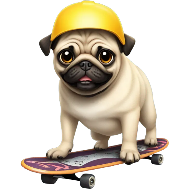 Pug skateboarding  emoji