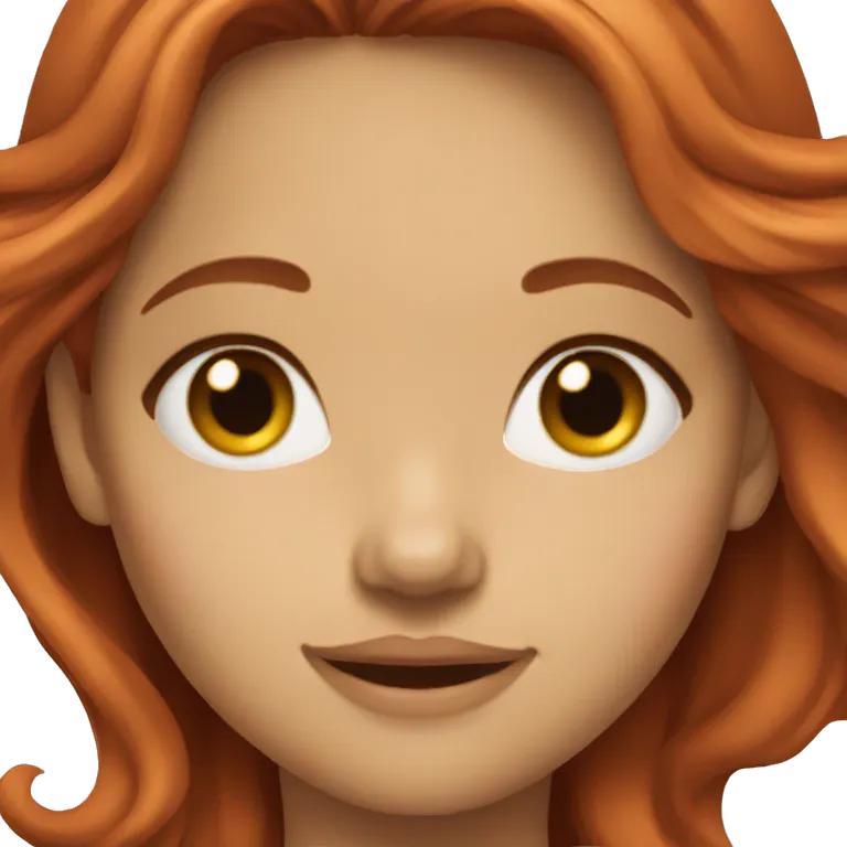 long wavy red hair brown eyes girl emoji