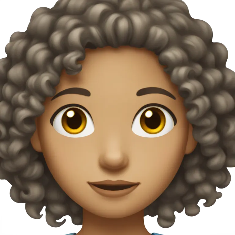 ligthskin girl with dark brown eyes and medium length curly hair emoji